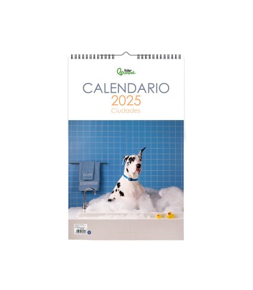 Calendario espiral pared liderpapel imagenes perros 2025 para escribir 25x40 cm papel 157 gr