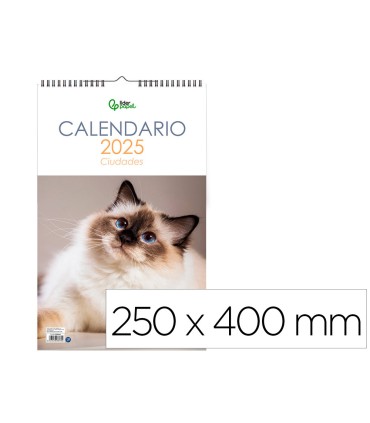 Calendario espiral pared liderpapel imagenes gatos 2025 para escribir 25x40 cm papel 157 gr