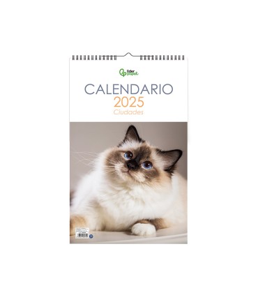 Calendario espiral pared liderpapel imagenes gatos 2025 para escribir 25x40 cm papel 157 gr