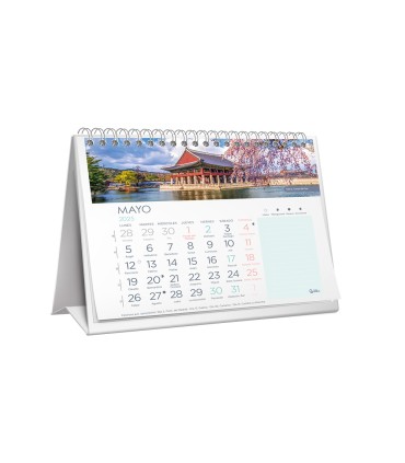 Calendario espiral triangular liderpapel imagenes 2025 14x15 cm papel 128 gr con pegatinas