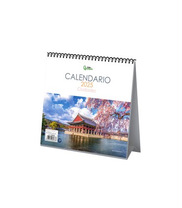 Calendario espiral triangular liderpapel de sobremesa imagenes 2025 19x19 cm papel 128 gr con pegatinas