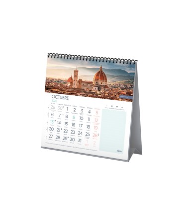 Calendario espiral triangular liderpapel de sobremesa imagenes 2025 19x19 cm papel 128 gr con pegatinas