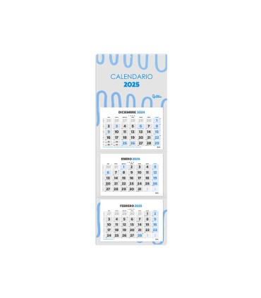 Calendario pared liderpapel 3 meses vistas 2025 plegable 33x70 cm papel 90 gr