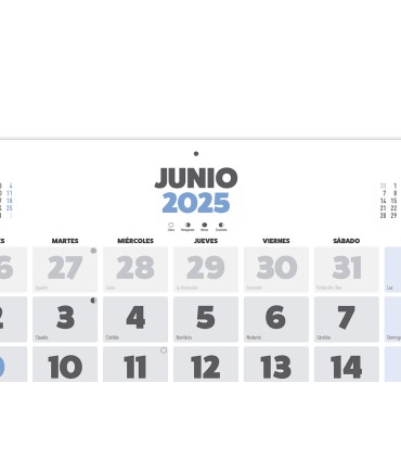 Calendario pared liderpapel clasico 2025 lomo engomado 60x40 cm papel 105 gr