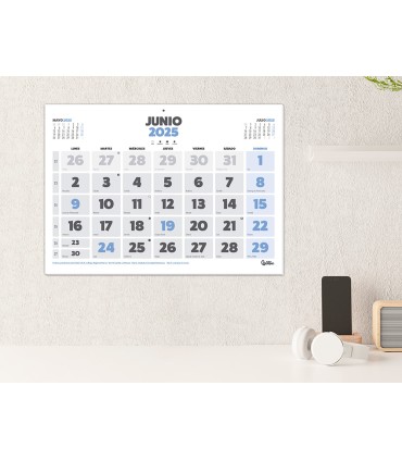 Calendario pared liderpapel clasico 2025 lomo engomado 60x40 cm papel 105 gr