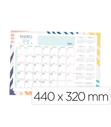 Planning mensual liderpapel joven 2025 44x32 cm con pegatinas lomo engomado papel 128 gr