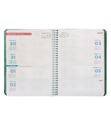 Agenda espiral antartik pattern a6 2025 semana vista color verde papel 80 gr