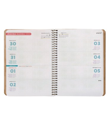 Agenda espiral antartik patter n a6 2025 semana vista color rosa nude papel 80gr