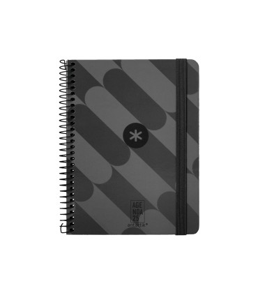 Agenda espiral antartik pattern a6 2025 semana vista color negro papel 80 gr