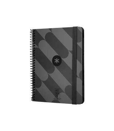 Agenda espiral antartik pattern a6 2025 semana vista color negro papel 80 gr