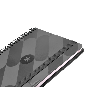 Agenda espiral antartik pattern a6 2025 semana vista color negro papel 80 gr