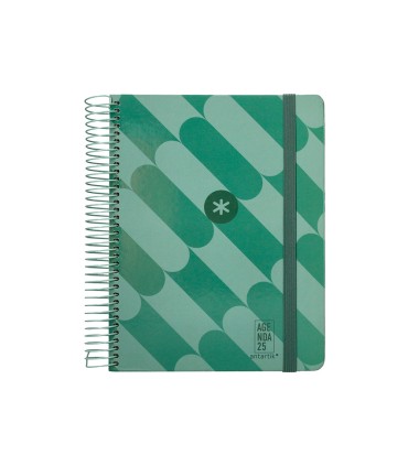 Agenda espiral antartik pattern a5 2025 dia pagina color verde papel 80 gr