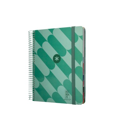 Agenda espiral antartik pattern a5 2025 dia pagina color verde papel 80 gr