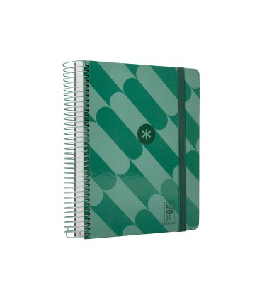 Agenda espiral antartik pattern a5 2025 dia pagina color verde papel 80 gr