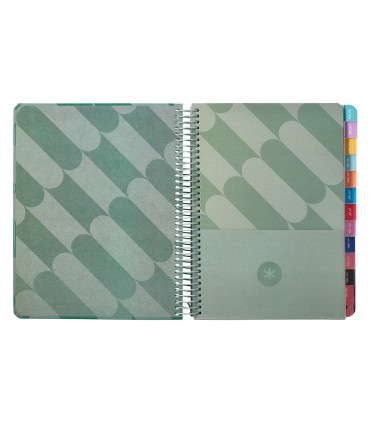 Agenda espiral antartik pattern a5 2025 dia pagina color verde papel 80 gr