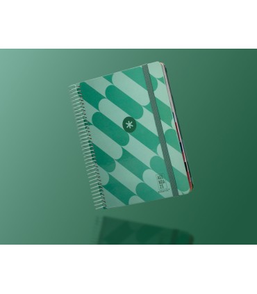 Agenda espiral antartik pattern a5 2025 dia pagina color verde papel 80 gr