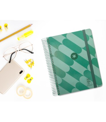 Agenda espiral antartik pattern a5 2025 dia pagina color verde papel 80 gr