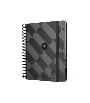 Agenda espiral antartik pattern a5 2025 dia pagina color negro papel 80 gr