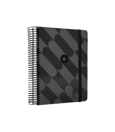 Agenda espiral antartik pattern a5 2025 dia pagina color negro papel 80 gr