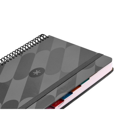 Agenda espiral antartik pattern a5 2025 dia pagina color negro papel 80 gr