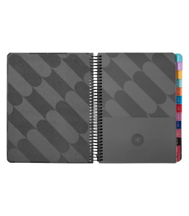 Agenda espiral antartik pattern a5 2025 dia pagina color negro papel 80 gr