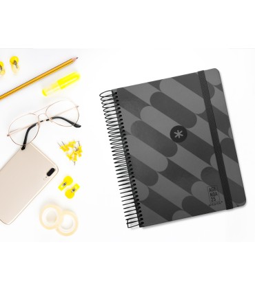 Agenda espiral antartik pattern a5 2025 dia pagina color negro papel 80 gr