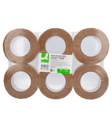 Cinta adhesiva q connect reforzada kraft 50mt x 50 mm para embalaje