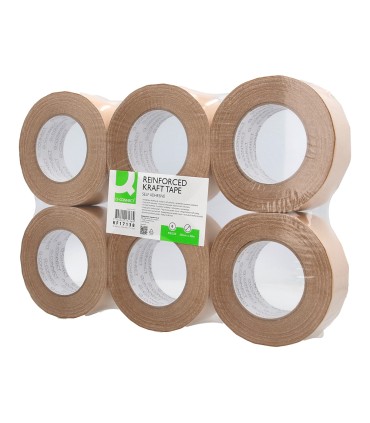 Cinta adhesiva q connect reforzada kraft 50mt x 50 mm para embalaje