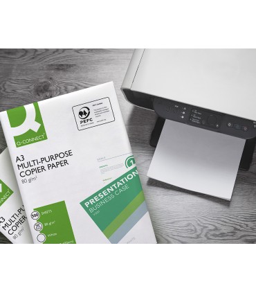 Papel fotocopiadora q connect economy din a3 80 gramos paquete de 500 hojas