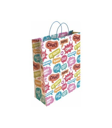 Bolsa para regalo basika papel estucado 160 gr todo ano con asa retorcida tamano l 3214x40 cm