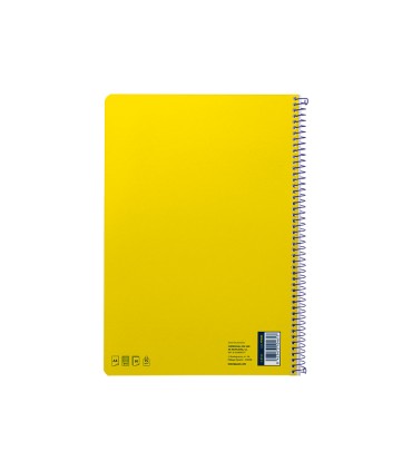 Cuaderno espiral liderpapel din a4 smart tapa blanda 80h 75gr cuadro 4mm con margen color amarillo