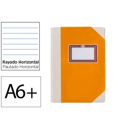 Libro cartone cosido fernandes flecha din a6 rayado horizontal 50 hojas 100 gr naranja