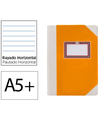 Libro cartone cosido fernandes flecha din a5 rayado horizontal 50 hojas 100 gr naranja