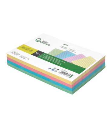 Tarjeta liderpapel para estudiar rayada cartulina de colores 170 gr m2 160x220mm paquete de 200 unidades