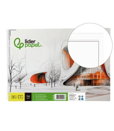 Bloc dibujo liderpapel lineal vanguardia 230x325mm 20 hojas 130g m2 con recuadro perforado