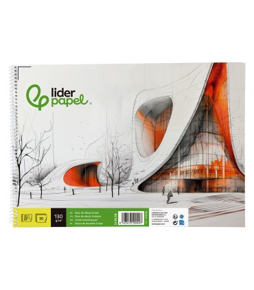 Bloc dibujo liderpapel lineal vanguardia 230x325mm 20 hojas 130g m2 con recuadro perforado