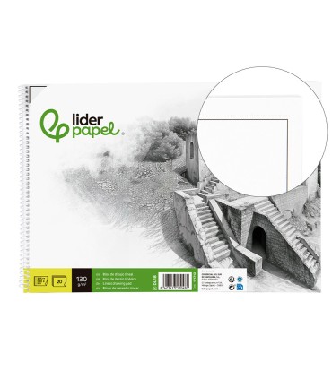 Bloc dibujo liderpapel lineal historico 230x325mm 20 hojas 130g m2 con recuadro perforado