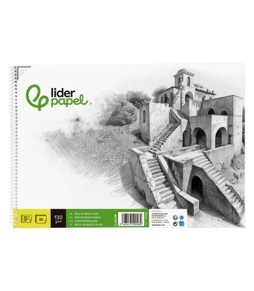 Bloc dibujo liderpapel lineal historico 230x325mm 20 hojas 130g m2 con recuadro perforado