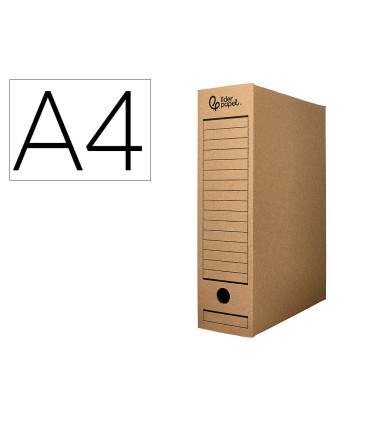 Caja archivo definitivo liderpapel din a4 carton reciclado 325g m2 lomo 82 mm kraft 325x82x250 mm