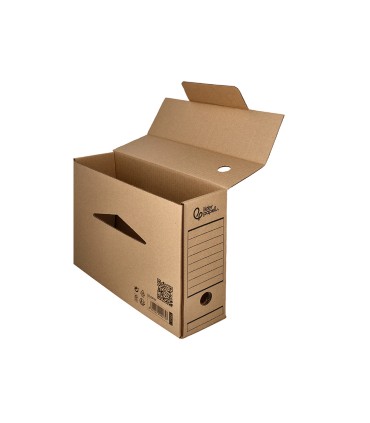 Caja archivo definitivo liderpapel din a4 carton reciclado 325g m2 lomo 82 mm kraft 325x82x250 mm