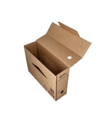 Caja archivo definitivo liderpapel din a4 carton reciclado 325g m2 lomo 82 mm kraft 325x82x250 mm