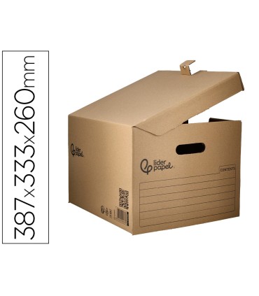 Cajon contenedor liderpapel carton manual para 3 cajas archivo def folio 3 archivadores a z 387x333x260mm