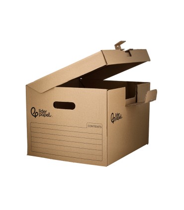 Cajon contenedor liderpapel carton manual para 3 cajas archivo def folio 3 archivadores a z 387x333x260mm