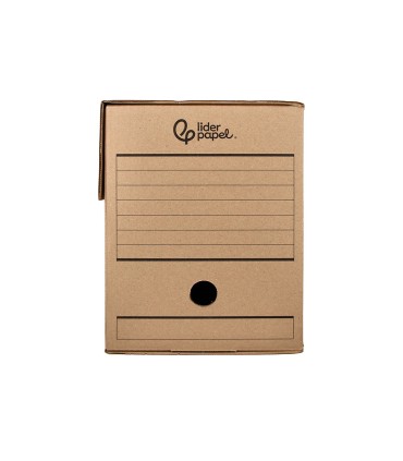 Caja archivo definitivo liderpapel folio doble ancho carton reciclado 400g m2 lomo 200 mm kraft 367x200x251 mm