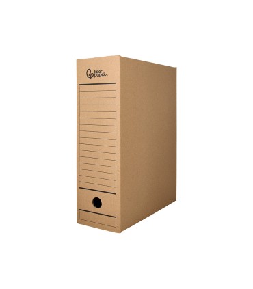 Caja archivo definitivo liderpapel folio prolongado carton reciclado 325g m2 lomo 116 mm kraft 388x116x275 mm