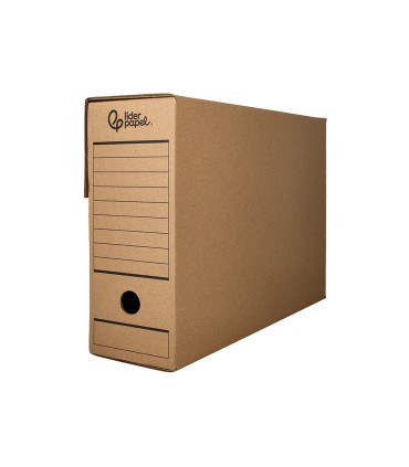 Caja archivo definitivo liderpapel folio prolongado carton reciclado 325g m2 lomo 116 mm kraft 388x116x275 mm