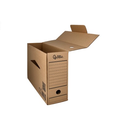 Caja archivo definitivo liderpapel folio prolongado carton reciclado 325g m2 lomo 116 mm kraft 388x116x275 mm