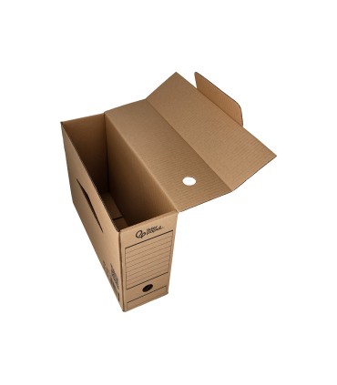 Caja archivo definitivo liderpapel folio prolongado carton reciclado 325g m2 lomo 116 mm kraft 388x116x275 mm