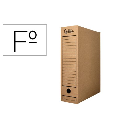 Caja archivo definitivo liderpapel folio carton reciclado 325g m2 lomo 100 mm kraft 365x100x251 mm