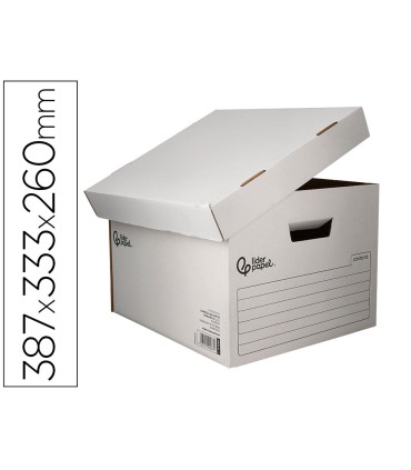 Cajon contenedor liderpapel carton automatico para 3 cajasarchivo def folio 4 archivadores a z 387x333x260mm